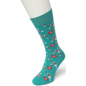 Bonnie Doon Heren Sokken met Medische Print maat 40/46 Fel Blauw - Thema Sokken - Ziekenhuis - Dokter - Cadeau Sokken -Word je Happy en vrolijk van - Zacht Katoen met Gladde Teennaad - Comfortabel - Perfect Cadeau - Ceramic Blue - BT992116.174