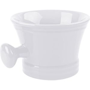 GTB® Scheerkom - Scheerkwast - Scheerkop - Keramische scheerbeker met knopgreep - 12x8x1cm - Wit