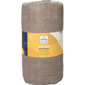 Vitality Pur Bedsprei – 240x215 cm – Bruin/MicMac - 100% Katoen met Zachte Vulling – Wasbaar – Voor Elke Slaapkamer – Verkrijgbaar in 3 Kleuren