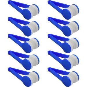JHubers Goods - Mini Microvezel Reiniger Borstel Set voor Brillen - 10 Stuks - Zonnebril Reinigingsclips - Blauw - Essentiële Brillenreinigers