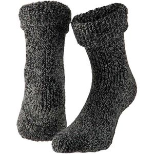Apollo huissokken/slofsokken - Anti-slip - schapenwol - volwassenen - zwart - warme wintersokken 43-46