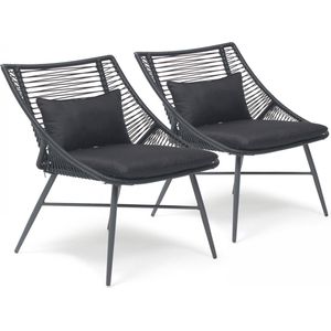 Oviala - Twee zwarte stalen fauteuils