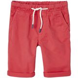 Jongensbermuda - Koraal - Katoenen Popeline - Taille Verstelbaar - Licht Verwassen Effect