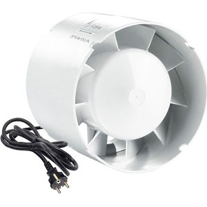 Afvoerventilator 100 mm stil 107 m³/u 14 W - energiebesparend voor badkamer toilet tent broeikas keuken kantoor garage