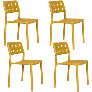 Housecraft Living Serra Tuinstoelen Kunststof Geel - Set van 4