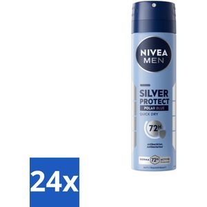 Nivea - Men - Deodorant - Spray - Silver Protect Polar Blue - 150 ml - Voordeelverpakking - 24 stuks