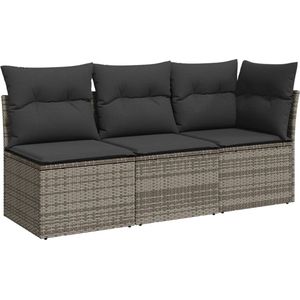 The Living Store Hoek- en Middenstoelen Set - Modulaire Tuinmeubelen - PE-rattan - Grijs - 172 x 62 x 69 cm - Met Opbergruimte Tuinbanken - Hoekbank - Lounge Set - Buitendecoratie - Tuinset - Pe Rattan - Outdoor Furniture - Garden Sofa