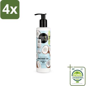 Organic Shop - Daily Care Coconut & Shea Shower Gel - Hydratatie & Verzorging - 280 ml - Voordeelverpakking - 4 stuks - Biologische douchegel - Hydraterende douchegel
