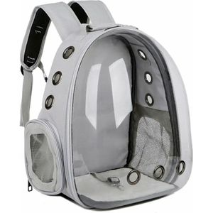 Rugzak voor huisdieren - Draagtas voor katten en kleine honden - Transport tas - Dieren draagtas - B30 x L25 x H40 cm - Transparant/Grijs