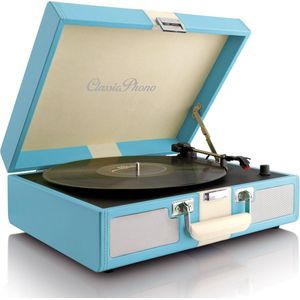 Classic Phono TT-33 - Platenspeler Semi automatisch met twee speakers - Blauw