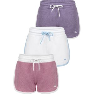 Felix Hardy Jogger Short - Sweatshort - Korte Broek - Sport Broek - Bermuda Katoen - 3 Pack Dames Rood - Ecru - Lila - Xl