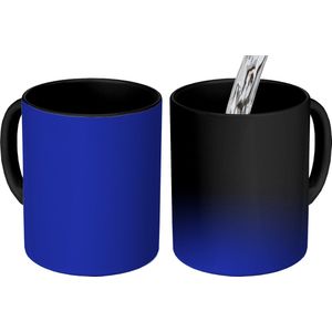 Magische Mok - Foto op Warmte Mokken - Koffiemok - Blauw - Effen kleur - Donkerblauw - Magic Mok - Beker - 350 ML - Theemok