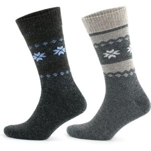 GoWith-2 paar-Alpaca Wollen Sokken-Huissokken-Warme sokken-Thermosokken-Grijs-Antraciet-43-46