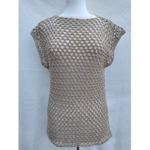 Handgemaakte trui korte mouw spencer in goudkleur Maat M / L