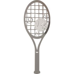 Arti - Mestieri - klok - metalen - wandklok - tennis - racket - lichtgrijs