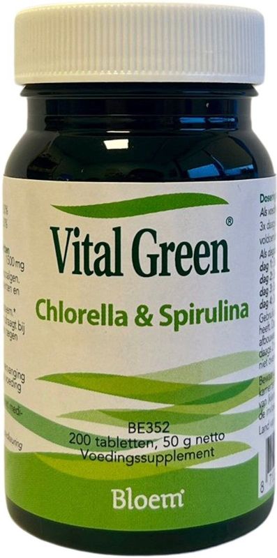 Bloem - Vital Green - Chlorella & Spirulina Tabletten - 200 Stuks - Voedingssupplement