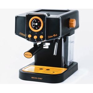 Eco-de Espressomachine - Espresso apparaat - Espresso - Koffiezetapparaat - Piston - Pistonmachine - Zwart/oranje