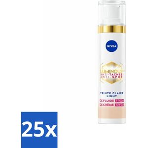 NIVEA - Cellular LUMINOUS630 CC Crème Licht - Gekleurde Dagcrème - Tegen Pigmentvlekken - SPF 30 - 40 ml - Bulkverpakking - 25 stuks
