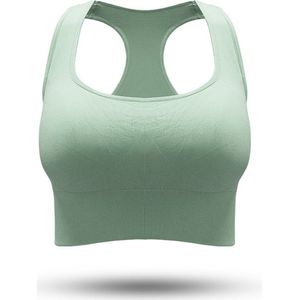 PureSquare - tanktop - croptop - sportbh - licht groen - maat M - vaste bh cups - rugsteun - fitness - sport – yoga