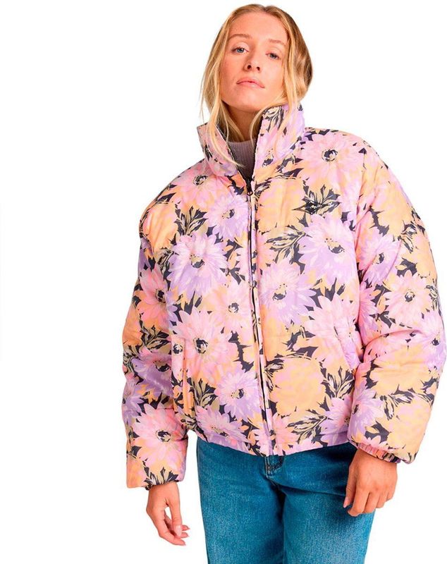 Billabong - Gewatteerde Jas - Geel Lichtlila Zwart Eierschaal - Met Ritssluiting