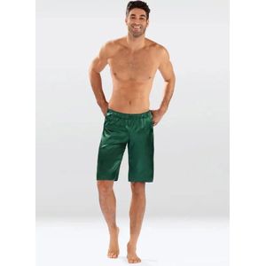 Korte satijnen herenbroek, pyjama satijn voor heren, DKaren Zeus, groen XXL