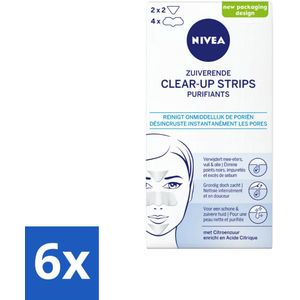 6 x NIVEA - Reinigingsstrips - Zuiverende Neusstrips - Tegen Mee-eters - Gezichtsreiniger - 6 Reinigingsstrips - NIVEA Clear-up Strips - Mee-eters Verwijderen - Neusstrips - Gezichtsreiniger - Onzuiverheden
