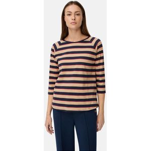 camel active - T-shirt - Karamel - 3/4-mouwen - Strepenpatroon