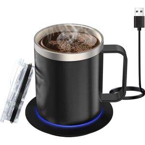Cup Warmer - Mok Warmer - Mug Warmer - Koffie Warmer - Verwarmde Onderzetter - Koffie Warmhouder - Koffiekop Verwarmer - Kop Warmer - USB - Kopjes - Melk - Zwart
