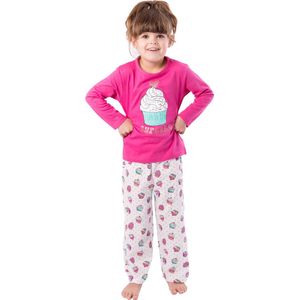 Amantes Pyjama Meisjes roze/fuchsia Cup Cake - maat 116/122