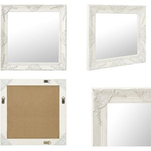 vidaXL Wandspiegel barok stijl 60x60 cm wit - Wandspiegel - Wandspiegels - Spiegel - Badkamerspiegel