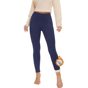 Hoge Taille Thermische Legging voor Dames - Warme Fleece Voering - Ideaal voor Koude Weersomstandigheden - Donkerblauw