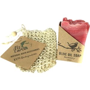 Agnes + Cat Rosehip Rozenbottel Rozen Zeep - Olijfoliezeep + Sisal zeepzakje - Inclusief verzenden - Zeeptablet - Zeepblok - Zeepblokje - Handgemaakt - Mild - Zeepnetje - Zeepzakje - Kado - Kadootje - Cadeau -Cadeautje
