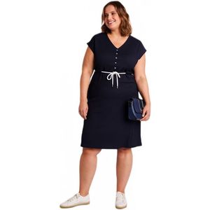 Korte jurk met knoopsluiting in effen breisel