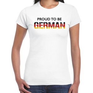 Duitsland Proud to be German landen t-shirt - wit - dames -  Duitsland landen shirt  met Duitse vlag/ kleding - EK / WK / Olympische spelen supporter outfit XS