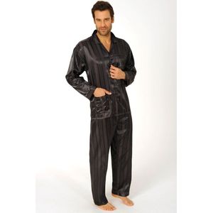 Heren pyjama satijn 94010 - antraciet - 54