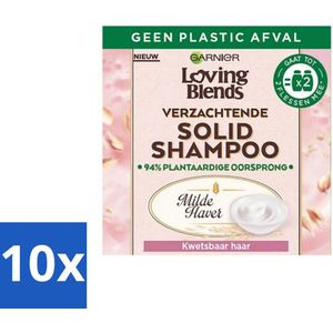 10 x Garnier - Loving Blends Milde Haver - Solid Shampoo Bar - Kwetsbaar Haar - 60 g - Shampoo Bar - Milde Shampoo - Kwetsbaar Haar - Haarverzorging - Duurzaam Haarverzorging