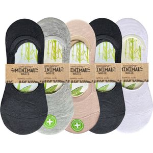 green-goose® Bamboe Ballerina Sokken - Maat 35-39 - 10 Paar - Zwart, Wit, Beige, Grijs - 85% Bamboe - Zacht, Ademend en Duurzaam!
