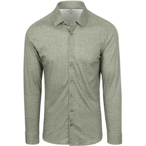 Desoto - Overhemd - Groen - Twill Optics - Katoen - Slim-fit - Lange Mouw