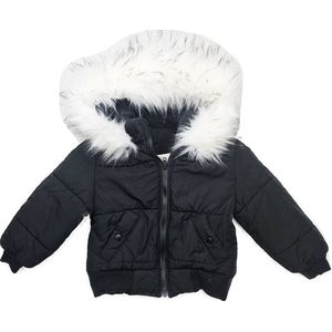 Winterjas - Maat 104 - Kinder jas jongens met witte imitatie bontkraag
