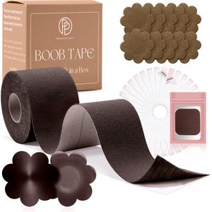ProductPlanet® Premium Boob Tape Inclusief 20 Nipple Covers & 4 Siliconen Nipple Covers - 36 Dubbelzijdige Kleding Plakkers & Testkit - Cup A Tot F - Borst Tape - Plak Bh - BoobTape - Bruin