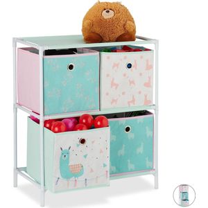 Relaxdays speelgoedkast met manden - kinderkast - kast voor speelgoed - lama design - 4