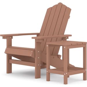 vidaXL Tuinstoel Adirondack met Tafel - HDPE - Bruin Tuinstoel - Adirondack Stoel - Buitentijnen - Lounge Stoel - Veranda Stoel