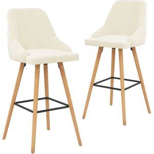 vidaXL Barkrukken - Set van 2 - Fluweel - crèmekleurig Barstooi - Lounge Stoel - Kruk - Eetkamerstoel - Velvet Fauteuil - Creme Meubels - Scandinavische Stijl - Basic Meubilair