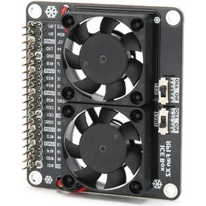 Koelventilator voor koellichaam uitbreidingskaart LED-licht - Dubbele ventilatoren - Geluidsarm - Eenvoudig te installeren - Geschikt voor Raspberry Pi 4B 3B + 3B .
