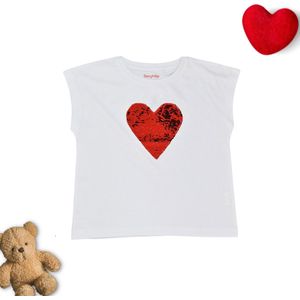 T-shirt voor meisjes met love hart glitter sequence | Maat 110