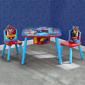 Paw Patrol - Kindertafel met 2 Stoelen - Kinderkamer - Handig Opbergvak - Blauw/Rood