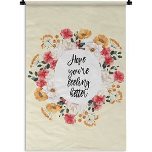 Wandkleed - Wanddoek - Beterschap - Quotes - Planten - Hope - 90x135 cm - Wandtapijt