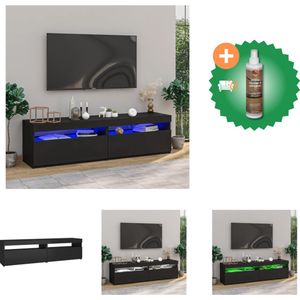 vidaXL Tv-meubelen 2 st met LED-verlichting 75x35x40 cm zwart - Kast - Inclusief Houtreiniger en verfrisser