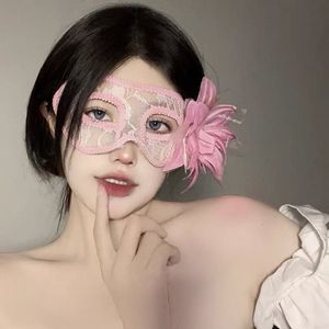 Maskerade masker hol kant masker party accessoires party masker, model 1 roze