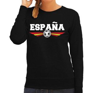 Spanje / Espana landen / voetbal sweater met wapen in de kleuren van de Spaanse vlag - zwart - dames - Spanje landen trui / kleding - EK / WK / voetbal sweater L